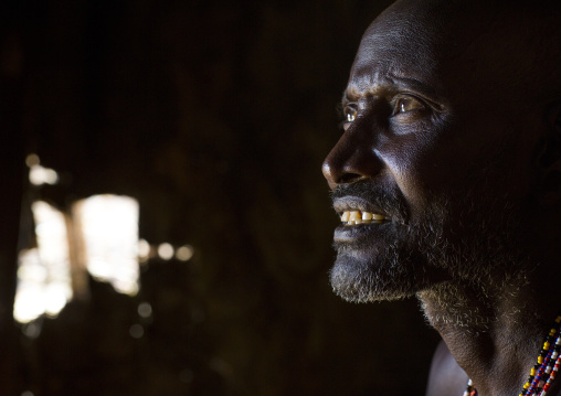 Portrait of a mature samburu tribesman, Samburu county, Samburu national reserve, Kenya
