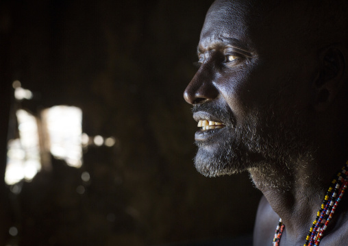 Portrait of a mature samburu tribesman, Samburu county, Samburu national reserve, Kenya