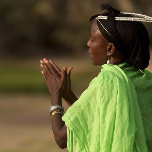 Gabbra tribe woman with traditional headgear, Chalbi desert, Kalacha, Kenya