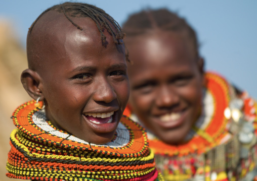 Portrait of Turkana tribe girls, Marsabit County, Loiyangalani, Kenya