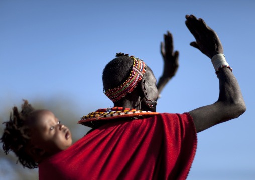Portrait of a Samburu tribe woman with her child, Samburu County, Maralal, Kenya