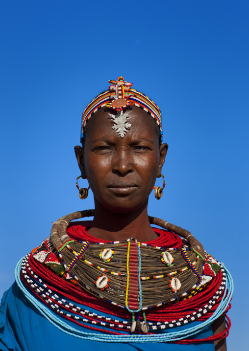 Samburu woman with traditional jewellry, Samburu county, Samburu national reserve, Kenya