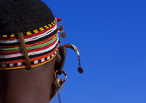 Samburu tribe woman with a beaded headwear, Samburu County, Maralal, Kenya