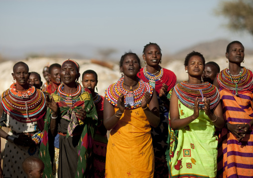 Samburu tribe women singing, Samburu County, Maralal, Kenya