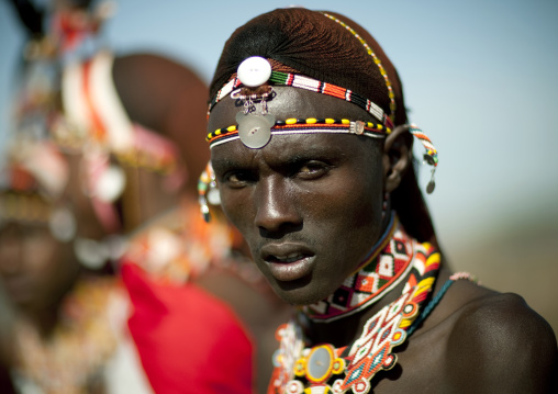 Portrait of a Samburu tribe moran, Samburu County, Maralal, Kenya