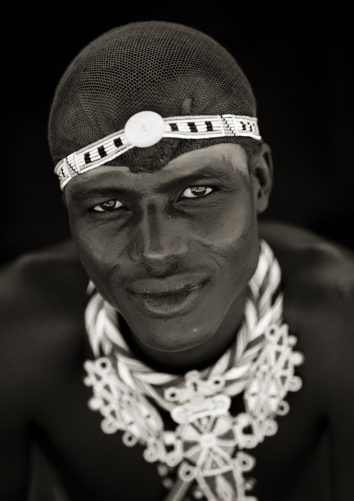 Portrait of a Samburu tribe moran, Samburu County, Maralal, Kenya