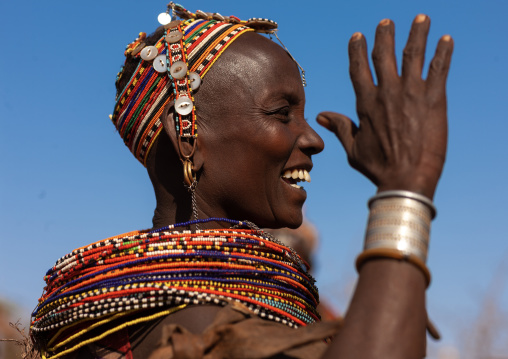 Rendille tribe women dancing during a ceremony, Marsabit County, Marsabit, Kenya