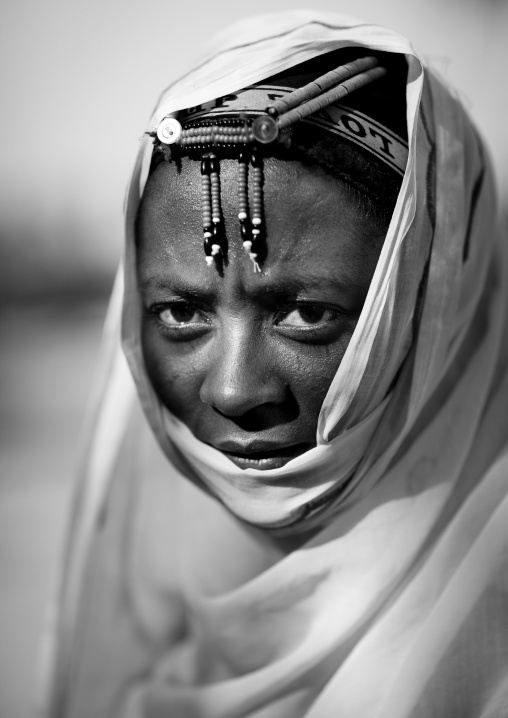 Gabbra tribe woman with traditional headgear, Chalbi desert, Kalacha, Kenya