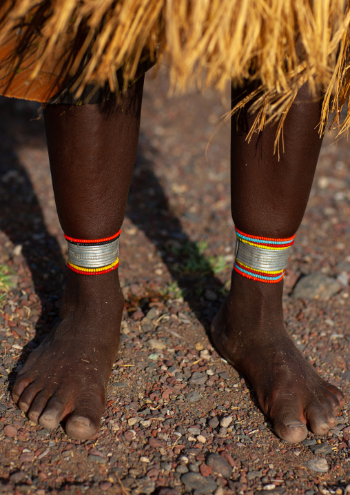 El Molo tribe woman feet and anklets, Rift Valley Province, Turkana lake, Kenya
