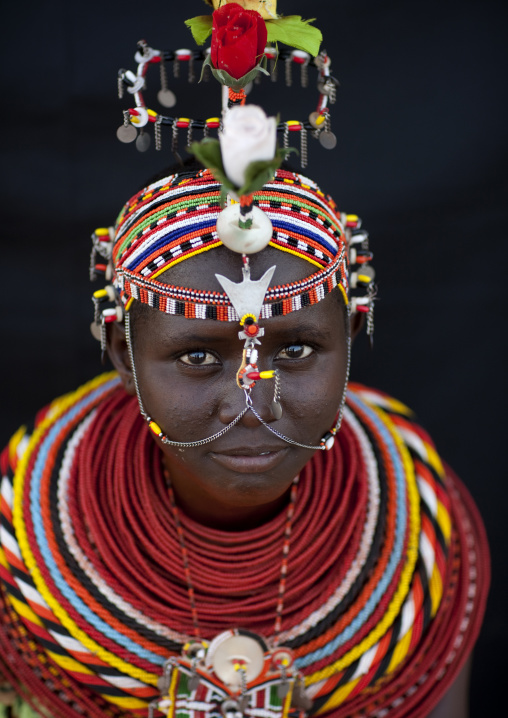 Portrait of a Rendille tribe woman, Rift Valley Province, Turkana lake, Kenya