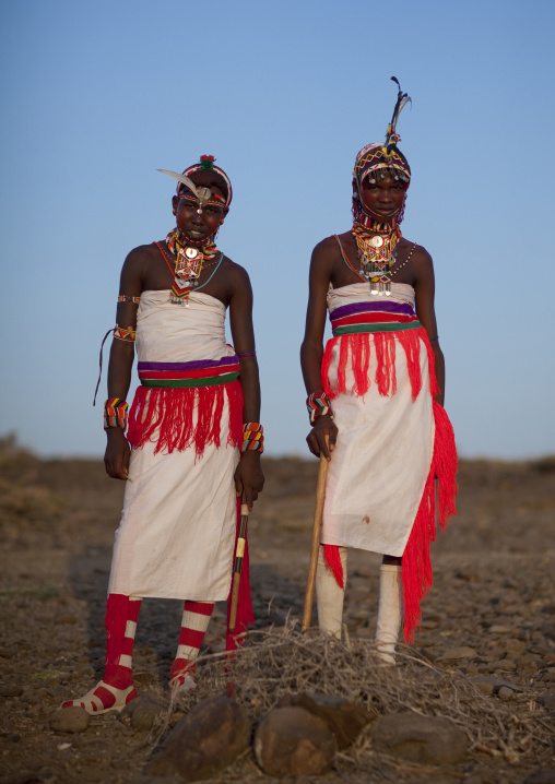 Portrait of Rendille tribe warriors, Rift Valley Province, Turkana lake, Kenya