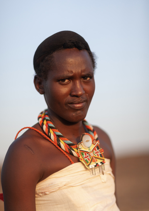 Portrait of a Rendille tribe moran, Rift Valley Province, Turkana lake, Kenya