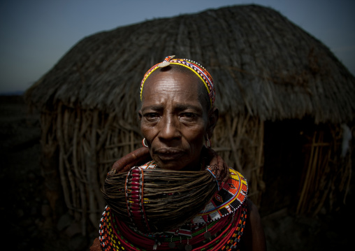 Portrait of a Rendille tribe woman, Rift Valley Province, Turkana lake, Kenya