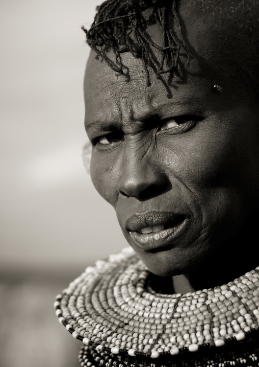 Portrait of a Turkana tribe woman, Rift Valley Province, Turkana lake, Kenya