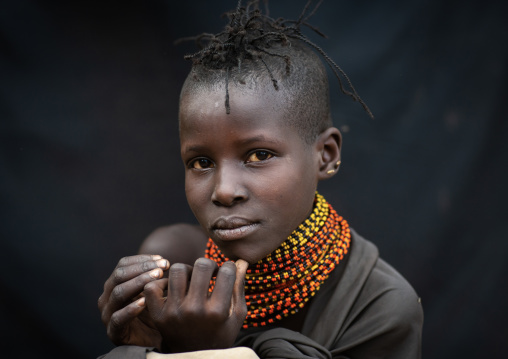 Smiling Turkana tribe girl, Rift Valley Province, Turkana lake, Kenya