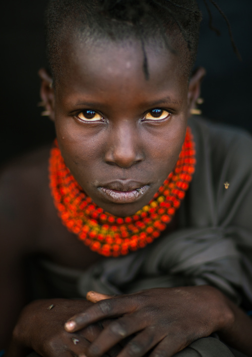 Portrait of a Turkana girl, Rift Valley Province, Turkana lake, Kenya