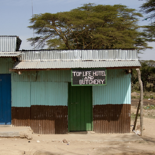 Hotel and butchery shop, Rift Valley Province, Maasai Mara, Kenya