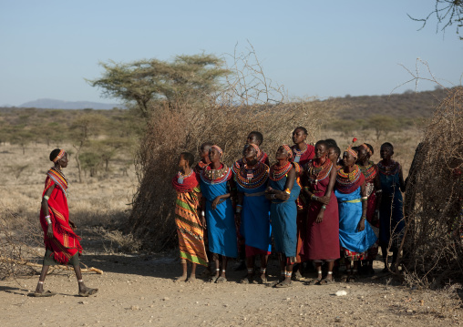 Samburu tribe women welcoming a woman, Samburu County, Maralal, Kenya