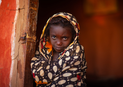 Portrait of a shy Borana tribe girl, Marsabit County, Marsabit, Kenya