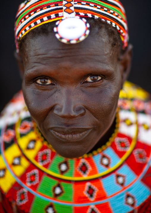 Portrait of an El Molo tribe woman, Rift Valley Province, Turkana lake, Kenya