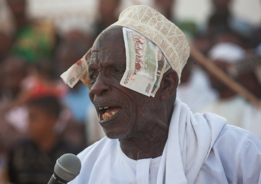 Muslim men celebrating the Maulid festival, Lamu County, Lamu, Kenya