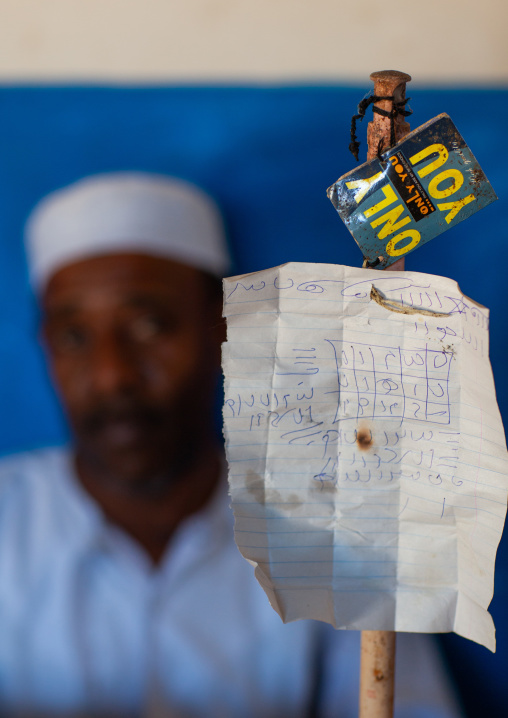 Witch doctor practicing black magic in his house, Lamu County, Lamu, Kenya