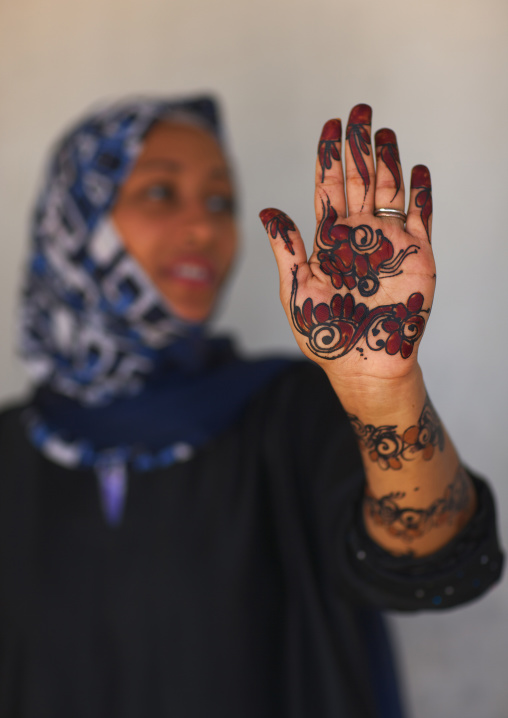 Patterns made with henna on hands, Lamu County, Lamu, Kenya