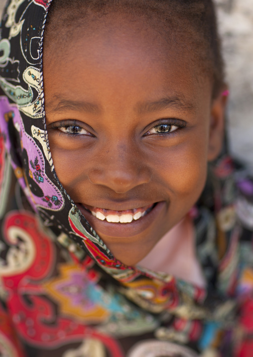 Portrait of a smiling swahili girl, Lamu County, Lamu, Kenya