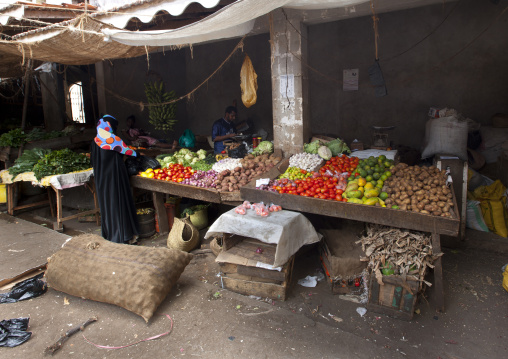 Fruits and vegetables stall in the market, Lamu County, Lamu, Kenya
