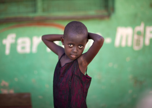 Kenyan boy looking at camera, Lamu County, Lamu, Kenya