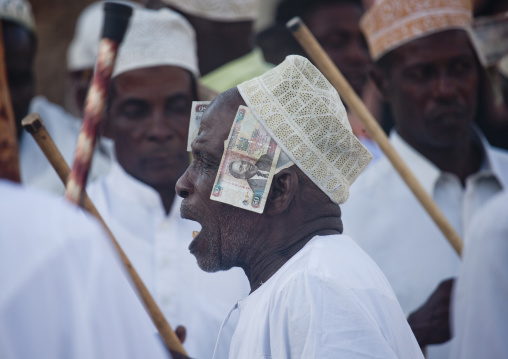 Muslim men celebrating the Maulid festival, Lamu County, Lamu, Kenya