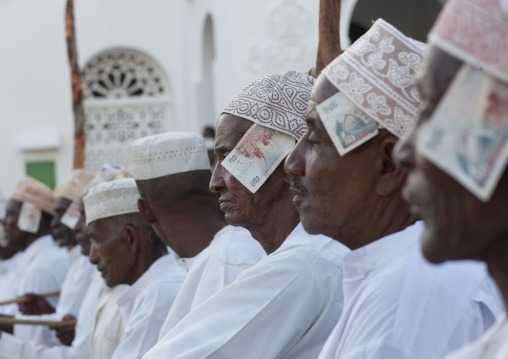 Muslim men celebrating the Maulid festival, Lamu County, Lamu, Kenya