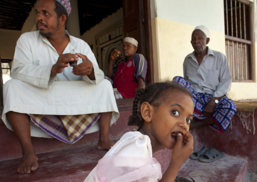 Muslim people outside the mosque, Lamu County, Lamu, Kenya