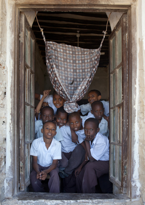 Group of schoolboys in stonetown academy, Lamu County, Lamu, Kenya