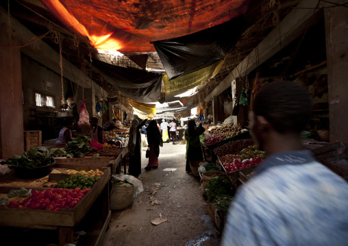 Fruits and vegetables stalls in the market, Lamu County, Lamu, Kenya