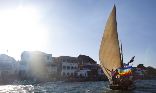 Dhow sailing along the coast, Lamu county, Lamu, Kenya