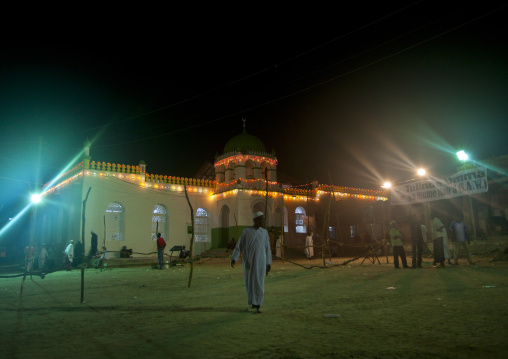 The big mosque during Maulid festival at night, Lamu County, Lamu, Kenya