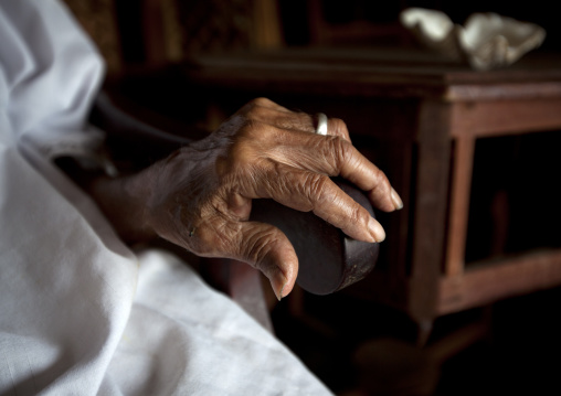 Old wood carver in his workshop, Lamu County, Lamu, Kenya