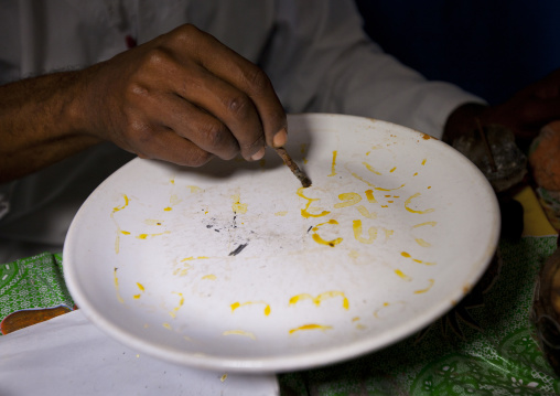 Kenyan witch doctor practicing black magic in his house, Lamu County, Lamu, Kenya