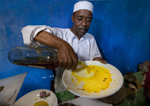 Kenyan witch doctor practicing black magic in his house, Lamu County, Lamu, Kenya