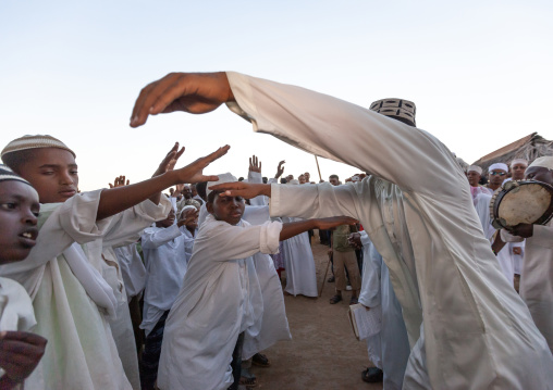 Muslim men celebrating the Maulid festival, Lamu County, Lamu, Kenya