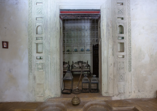 Carved plasterwork in a swhahili house, Lamu County, Lamu, Kenya