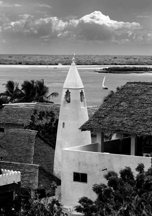 A view of the friday mosque over Manda channel, Lamu County, Shela, Kenya