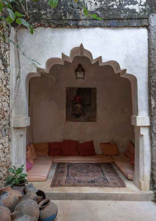 Carved plasterwork in a swhahili house, Lamu County, Shela, Kenya