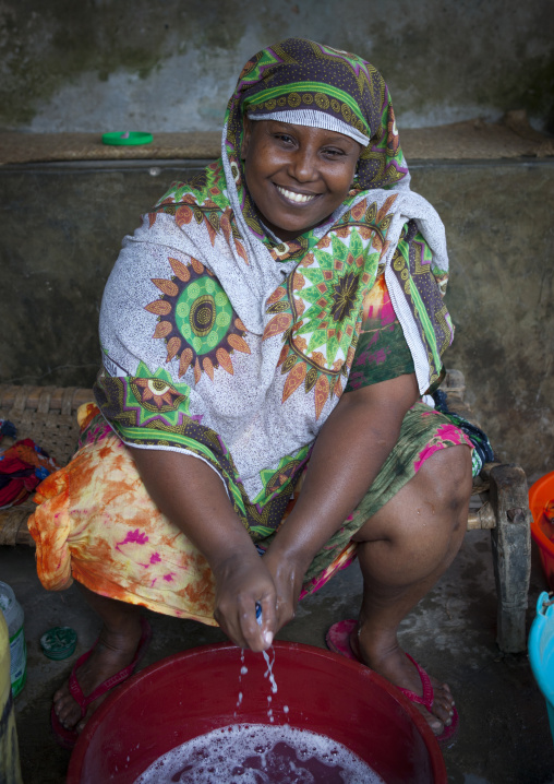 Woman wearing traditional costume, Pate island, Siyu, Kenya
