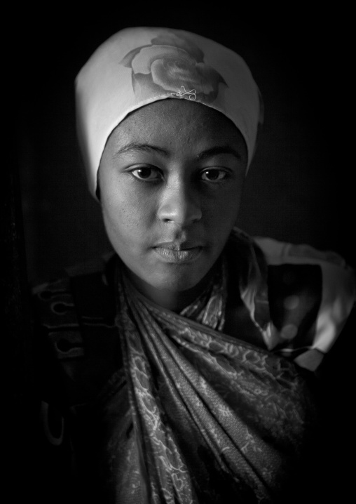 Portrait of a teenage girl with muslim veil, Lamu County, Pate Island, Kenya