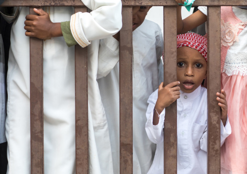 Sunni muslim boy celebrating the maulidi festivities, Lamu county, Lamu town, Kenya