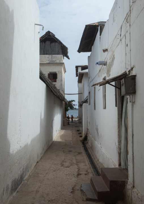 Narrow street leading to the sea, Lamu county, Lamu town, Kenya