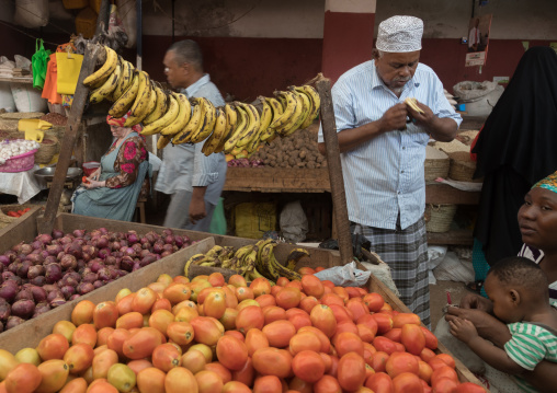 Fruits and vegetables stalls in the market, Lamu county, Lamu town, Kenya