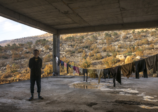 Yazidi Refugee From Sinjar Living In An Under Construction Building, Duhok, Kurdistan, Iraq
